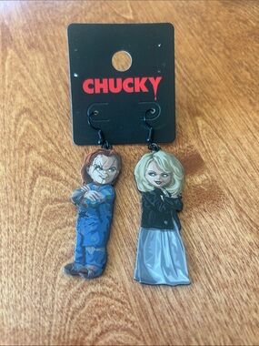 New in packaging Chucky and Tiffany Child’s Play Dangling Earrings